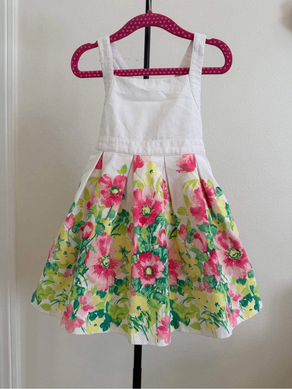 NEW Janie and Jack White Floral Fit-and-Flare Dress with Pink & Green Bouquet